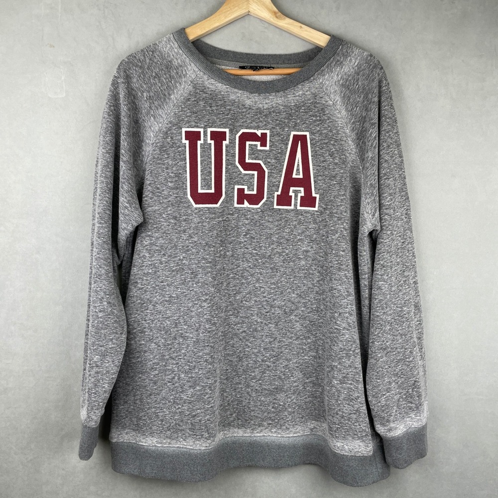 Collection by Cezele USA Graphic Sweatshirt Heather Grey Cotton Tencel CT0381 L